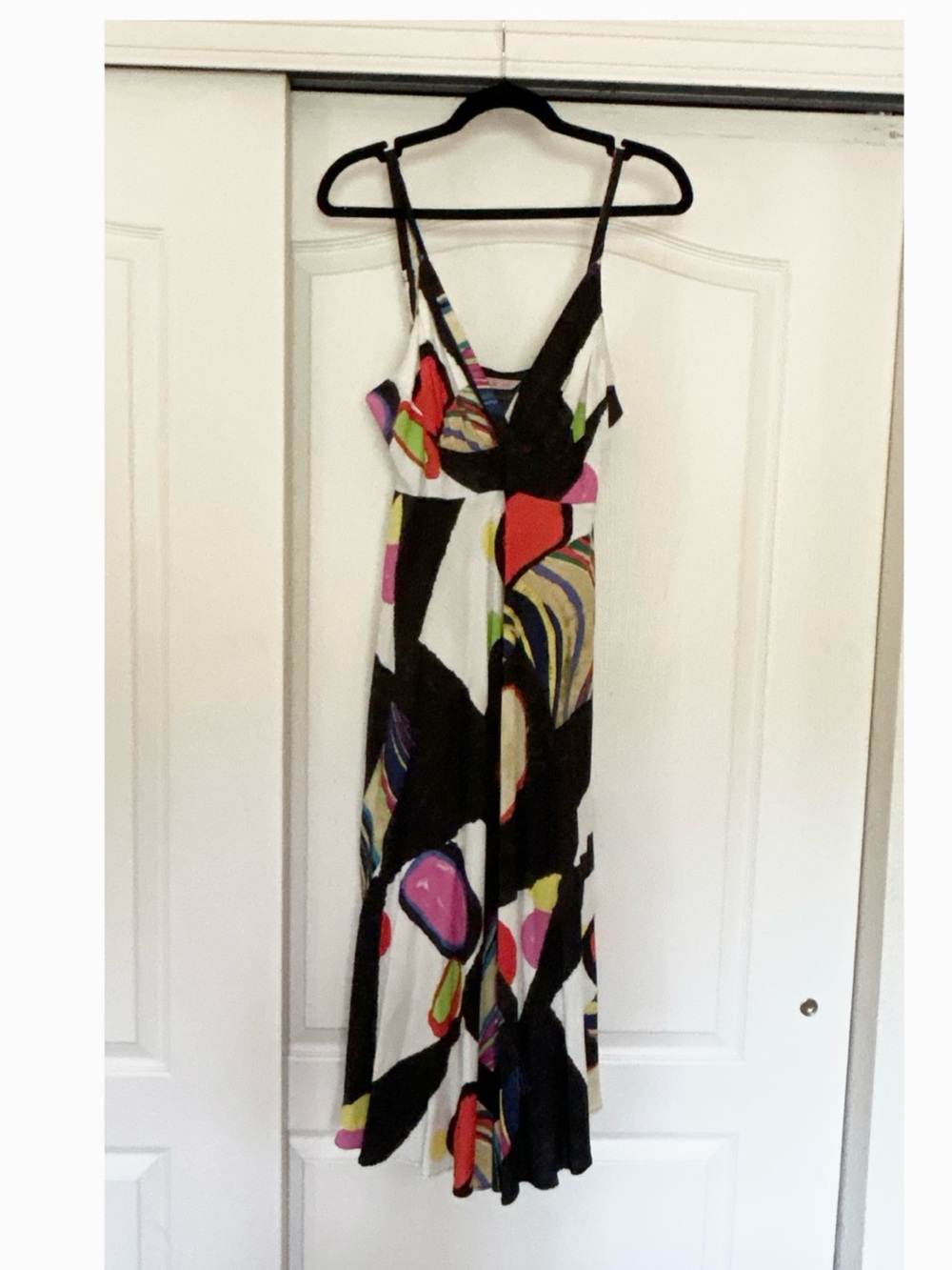 Jams World Black White Multicolor Abstract Print Midi Dress